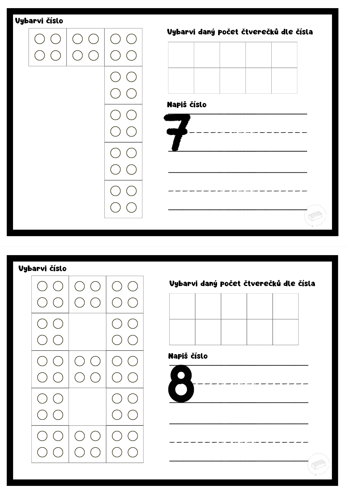 Čísla - černobílé šablony