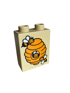 Lego® Duplo® kostka 1x2x2 s potiskem úlu a včel