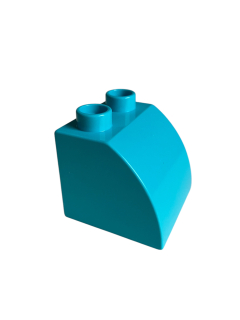 Lego Duplo kostka zkosená zaoblená 2x2 tyrkysová