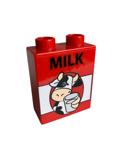 Lego® Duplo® kostka 1x2x2 s potiskem mléka